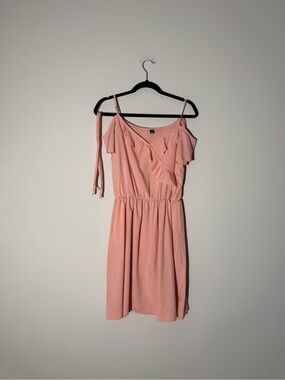 Women's Peach Ruffle Cold-Shoulder Dress Size S